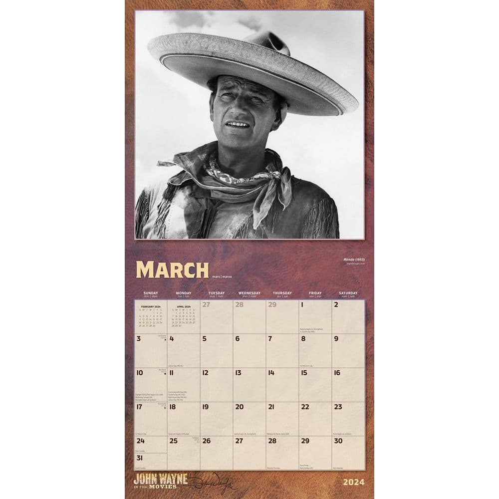 John Wayne in the Movies 2024 Wall Calendar