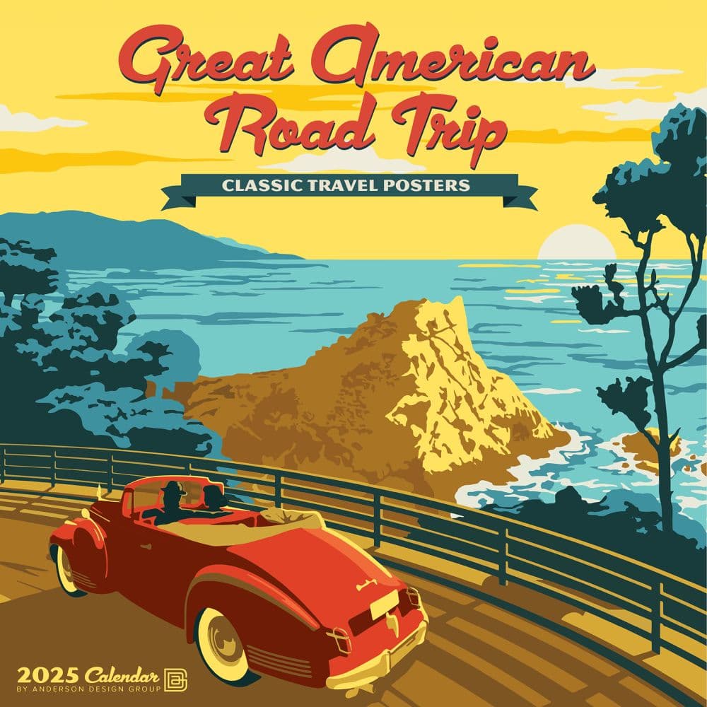 Great American Road Trip Travel Post 2025 Wall Calendar Main Image