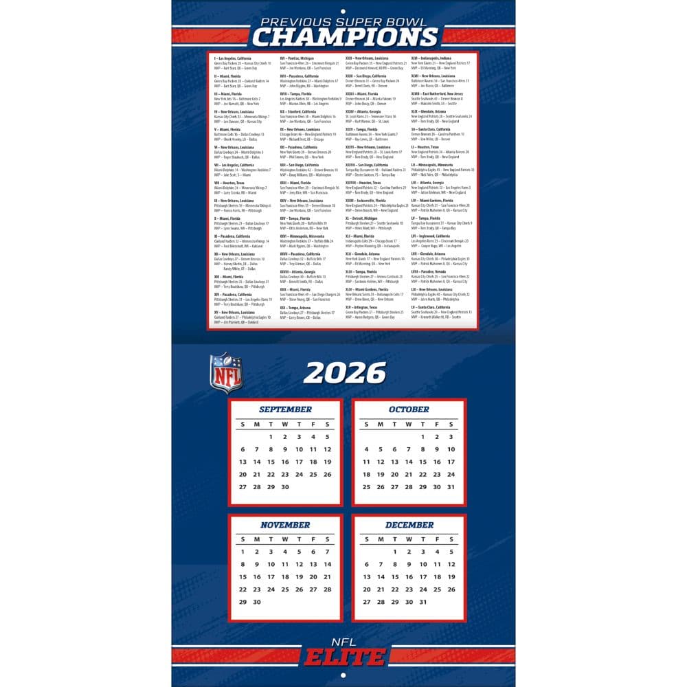 NFL Elite 2027 Wall Calendar Second Alternate Image