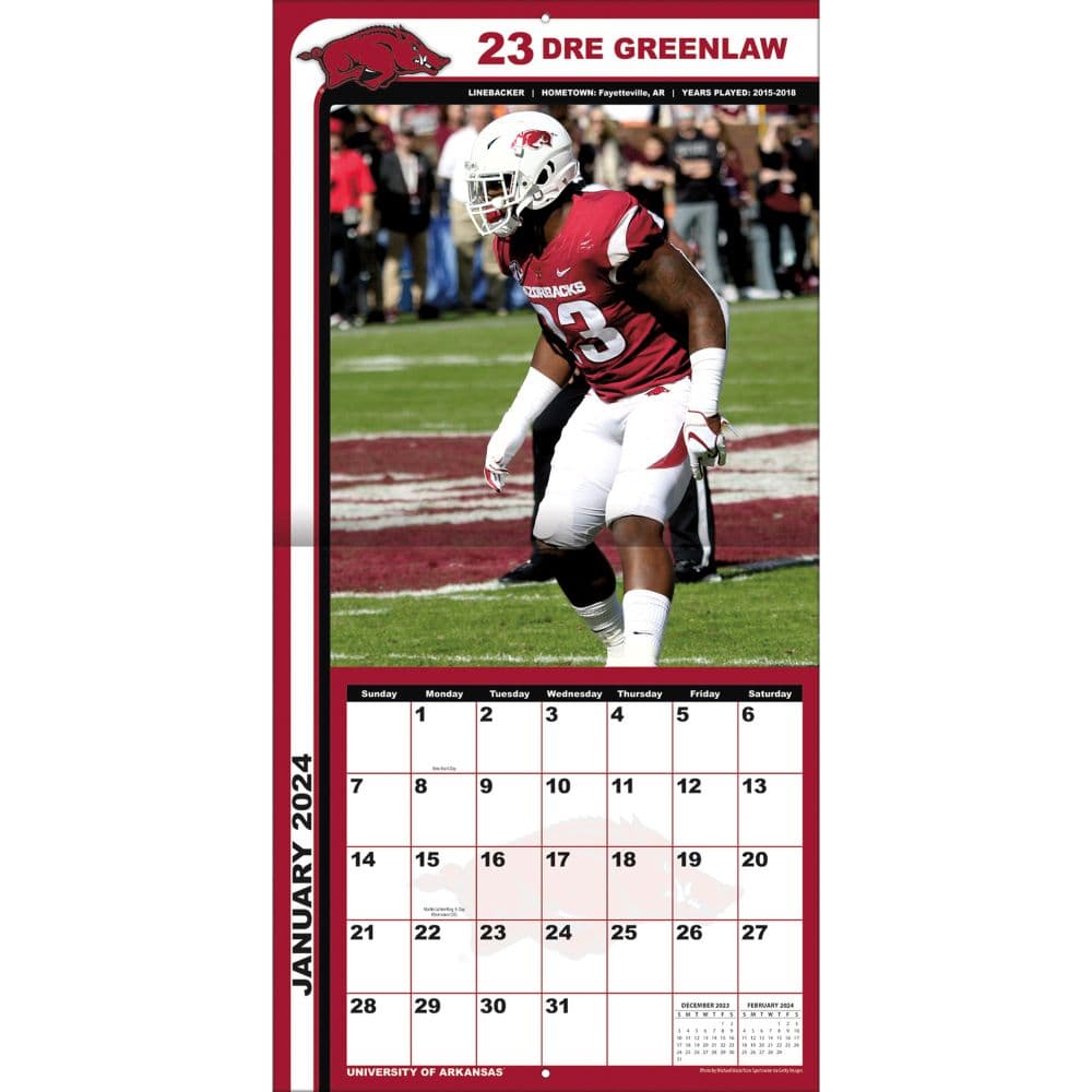 Arkansas Razorbacks 2024 Wall Calendar