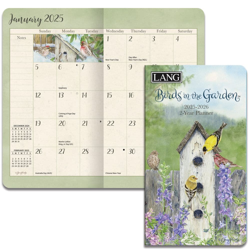 Birds in the Garden 2025 2 Year Pocket Planner by Jane Shasky