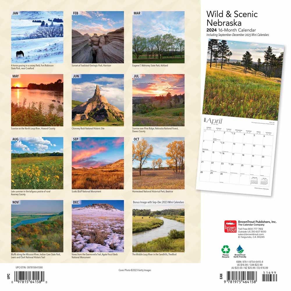 Nebraska Wild and Scenic 2024 Wall Calendar