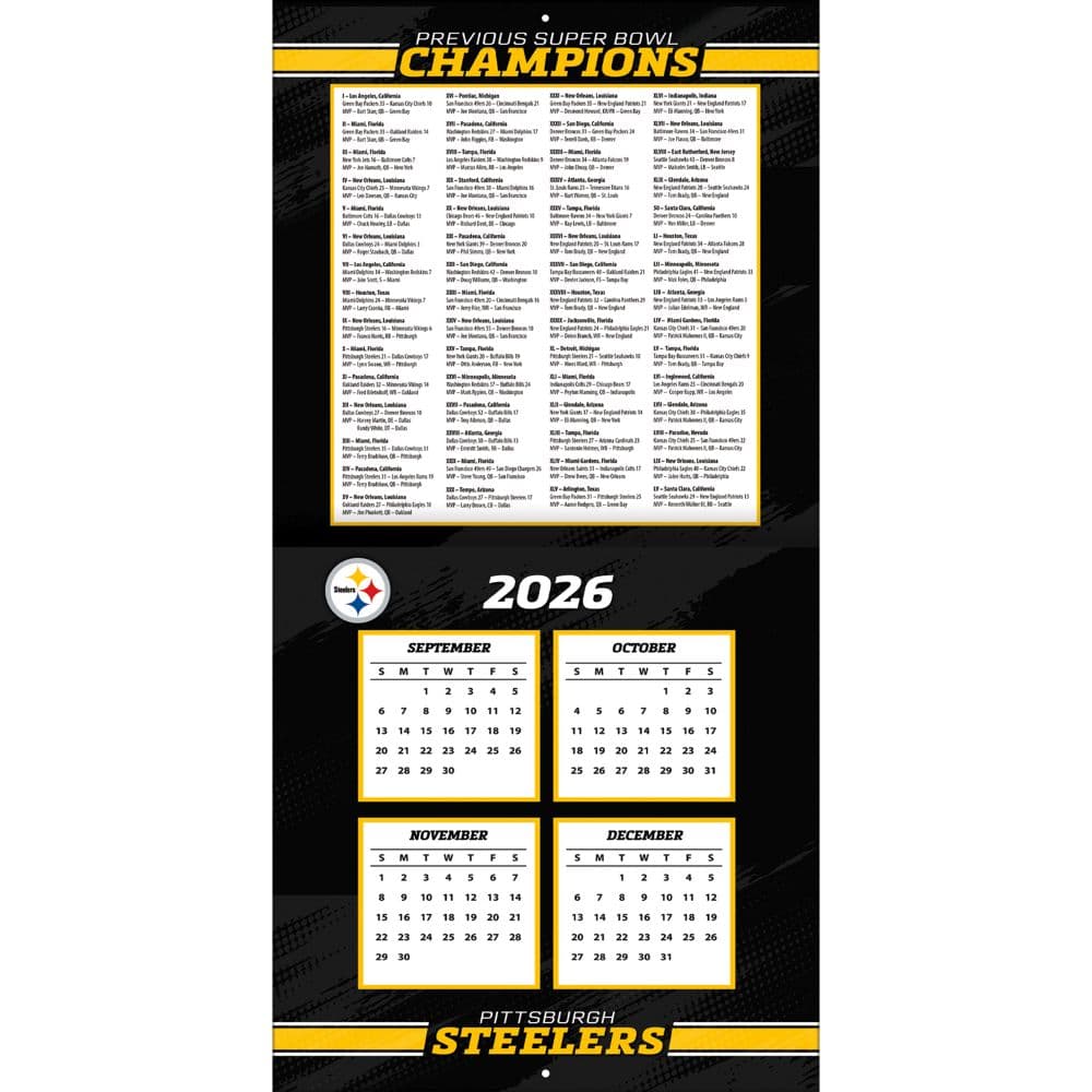 NFL Pittsburgh Steelers 2027 Wall Calendar Second Alternate Image