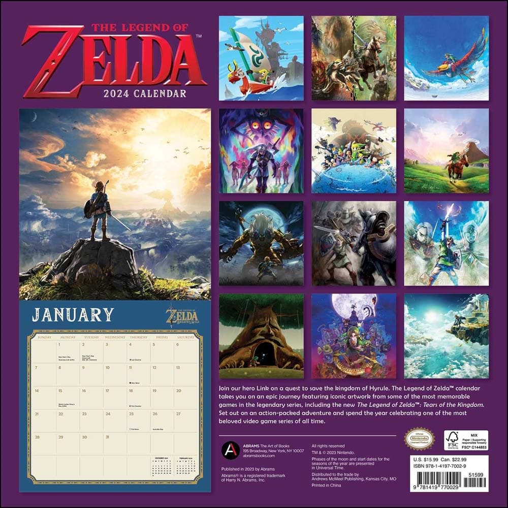 Legend of Zelda 2024 Wall Calendar