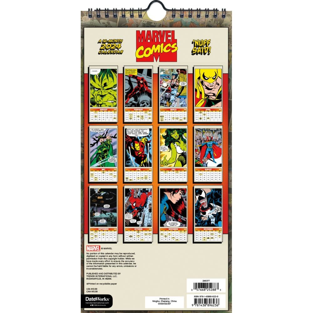 Marvel Comics 2024 Slim Wall Calendar