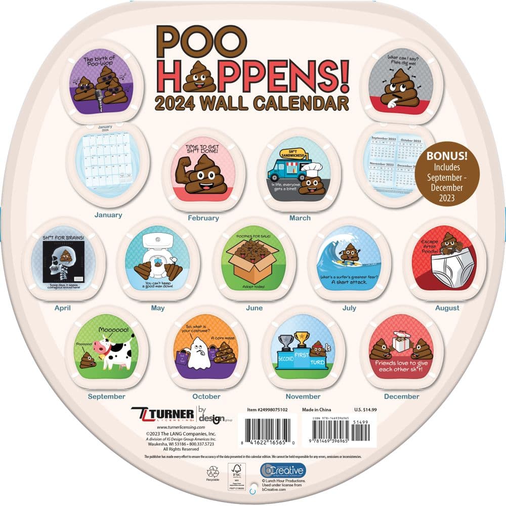 Poo Happens 2024 Wall Calendar