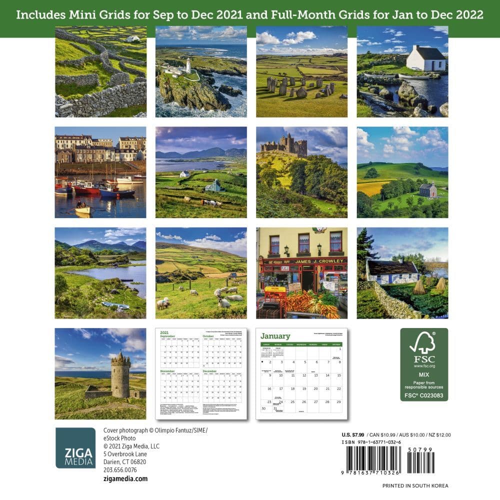 ireland 2022 mini wall calendar calendarscom