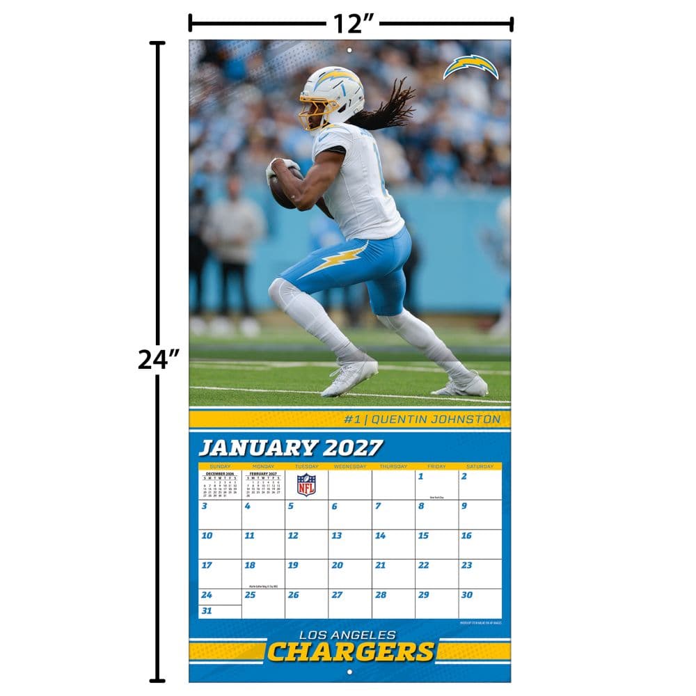 NFL Los Angeles Chargers 2027 Wall Calendar Fourth Alternate Image