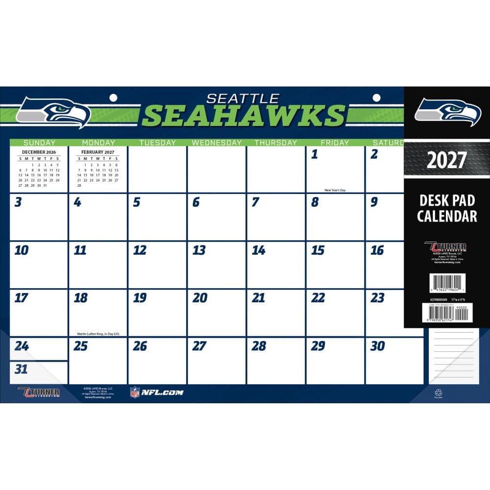 NFL Seattle Seahawks Small 2027 Desk Pad Main Product Image
