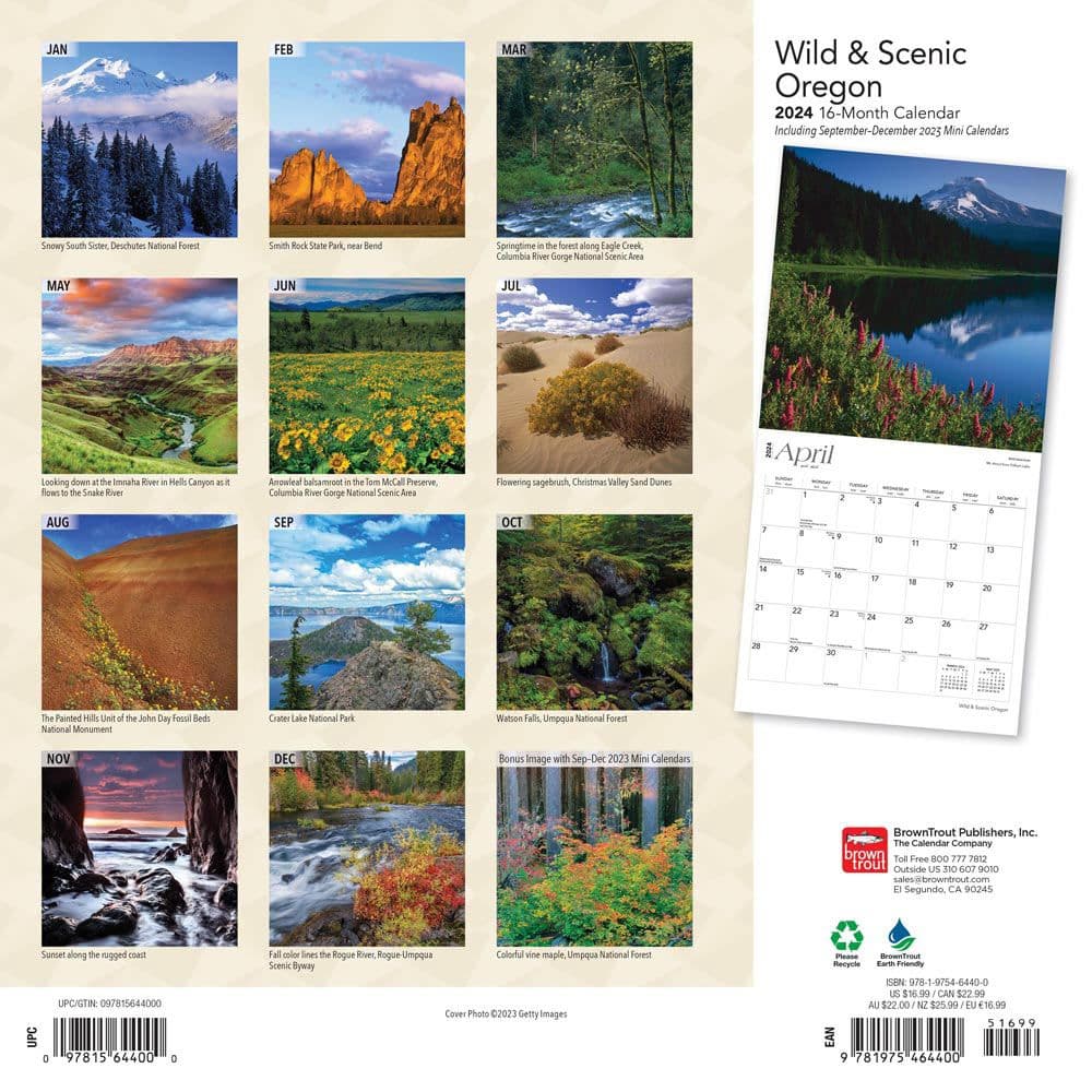 Oregon Wild and Scenic 2024 Wall Calendar