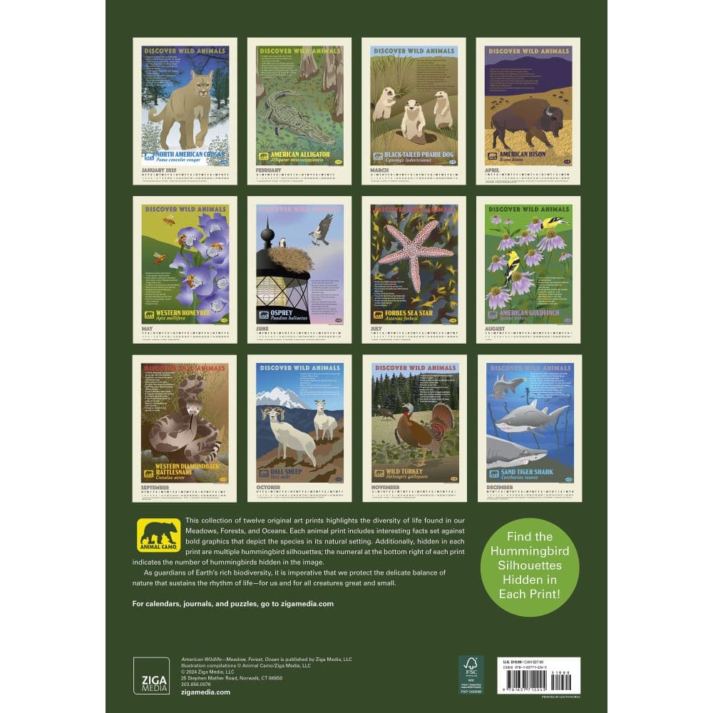 American Wildlife Poster 2025 Wall Calendar First Alternate Image width=&quot;1000&quot; height=&quot;1000&quot;