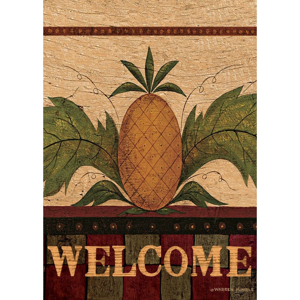Welcome Pineapple Outdoor Flag-Mini - 12 x 18 by Warren Kimble Alternate Image 1