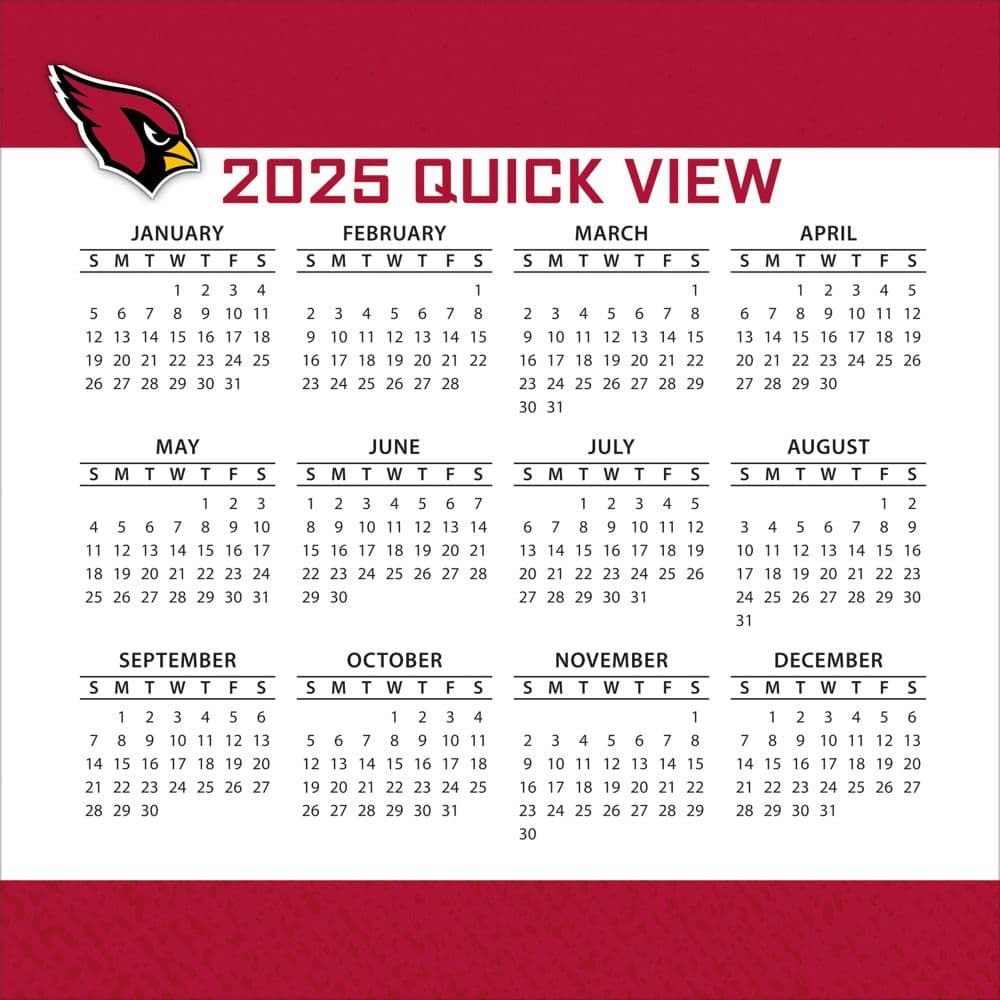 NFL Arizona Cardinals 2025 Desk Calendar Third Alternate Image