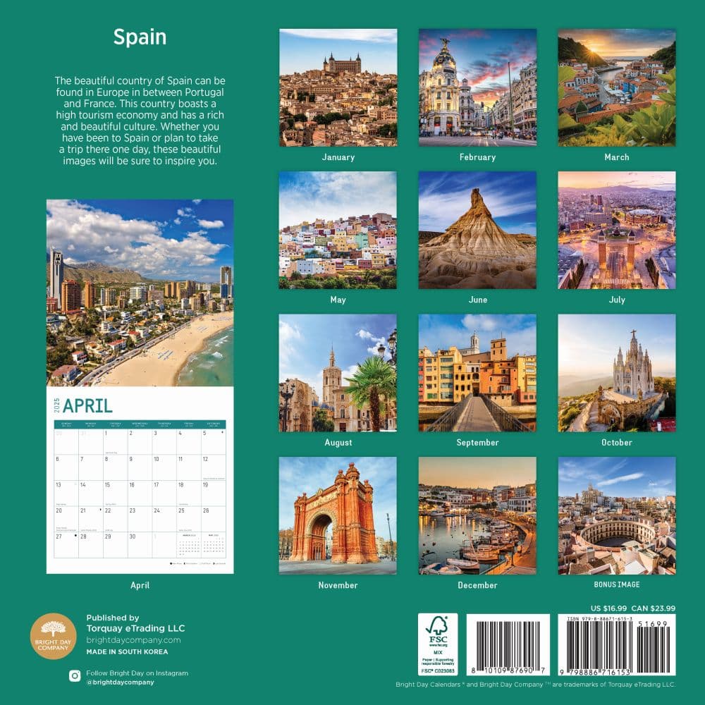 Spain 2025 Wall Calendar First Alternate Image width="1000" height="1000"