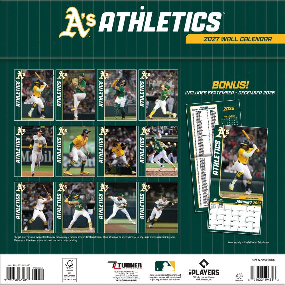 MLB Oakland Athletics 2027 Wall Calenda First Alternate Image