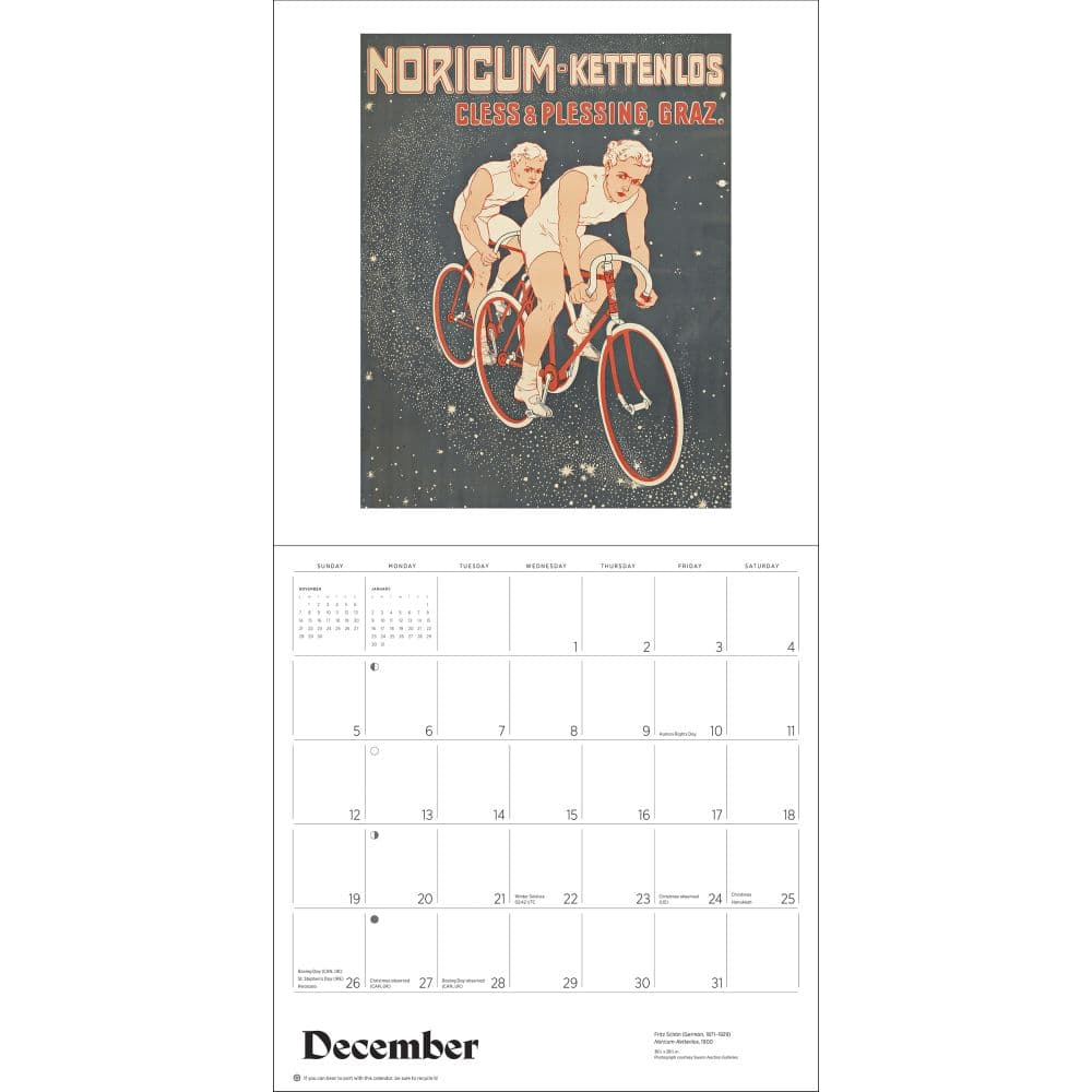 Bicycles Vintage Posters 2027 Wall Calendar Sixth Alternate Image