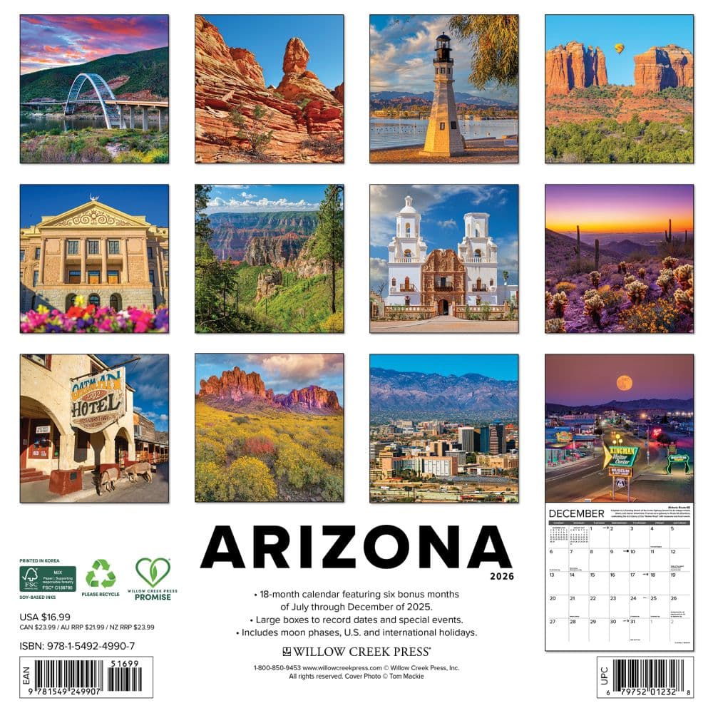 Arizona Travel and Events 2026 Wall Calendar First Alternate Image