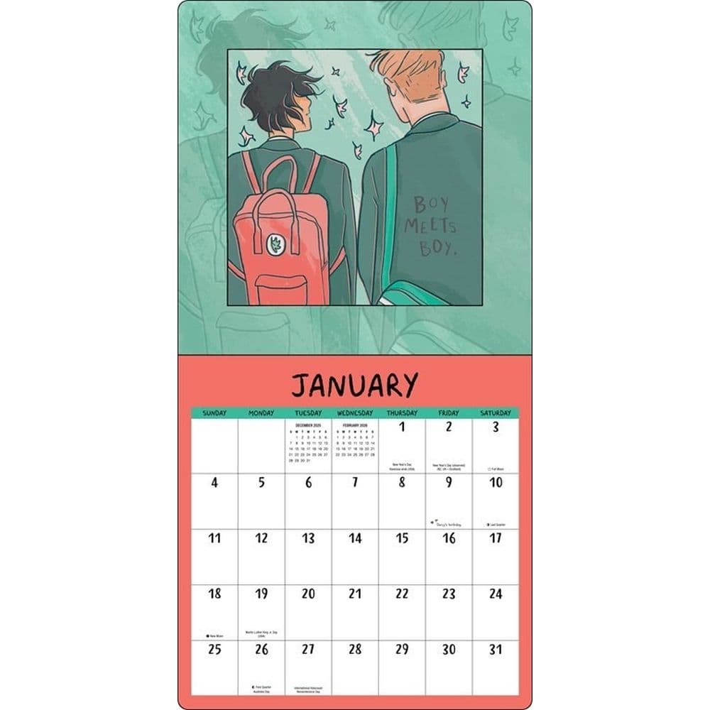 Heartstopper with Poster and Love Notes 2026 Wall Calendar Second Alternate Image