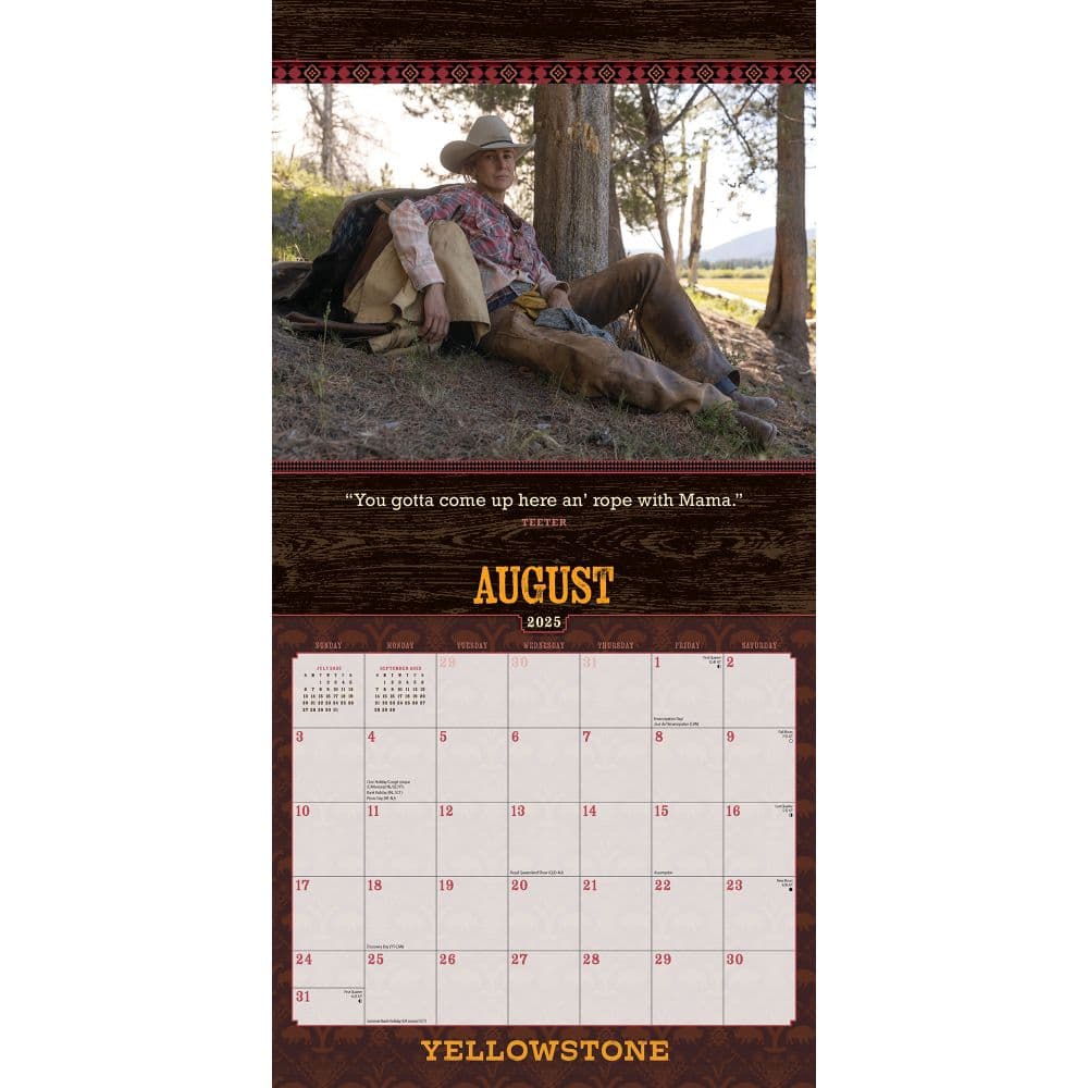 Yellowstone TV 2025 Wall Calendar Tenth  Alternate Image