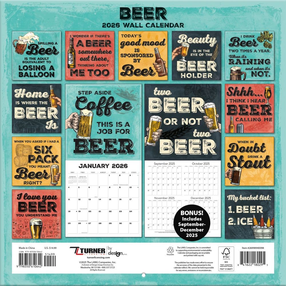 Beer Photo 2026 Wall Calendar_ALT1