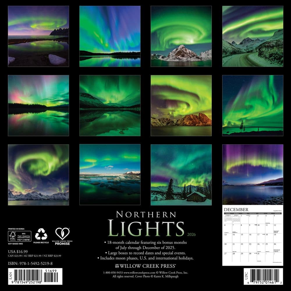 Northern Lights 2026 Wall Calendar First Alternate Image
