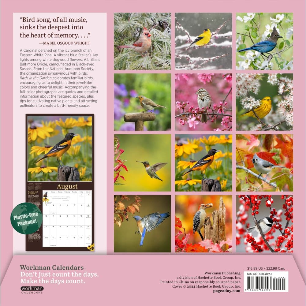 Audubon Garden Birds 2025 Wall Calendar