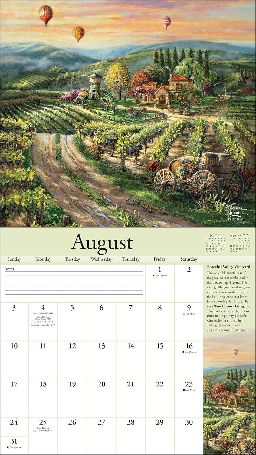 Kinkade Collectors Edition 2025 Wall Calendar August