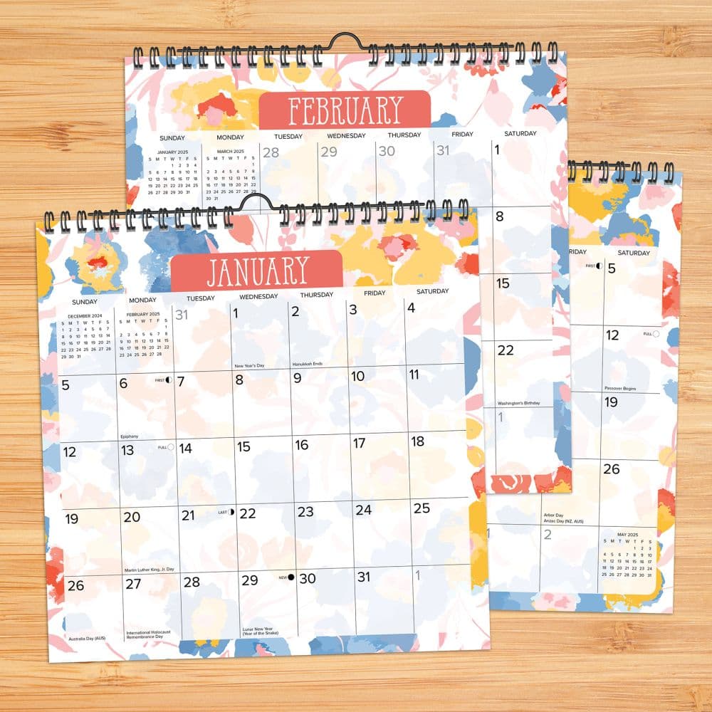 Meadow Flowers Spiral Art 2025 Wall Calendar