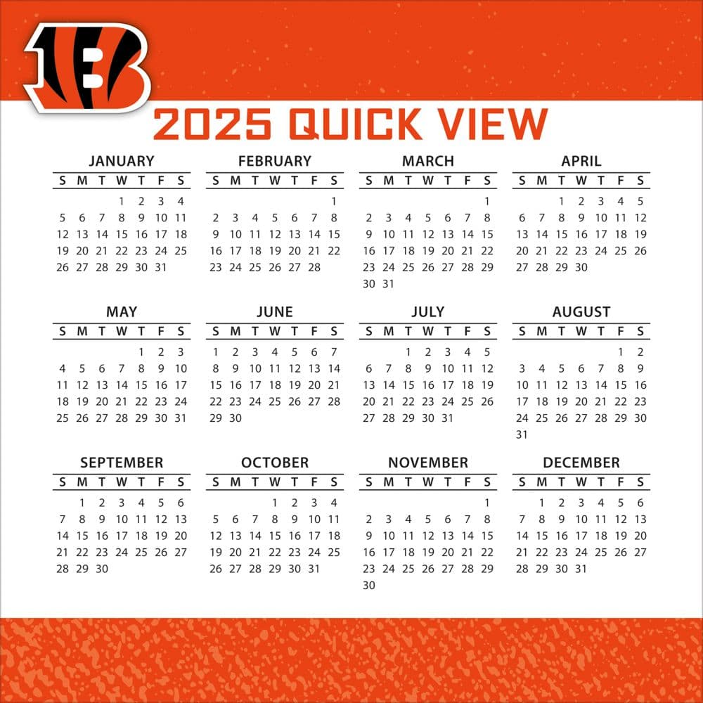 NFL Cincinnati Bengals 2025 Desk Calendar Third Alternate Image