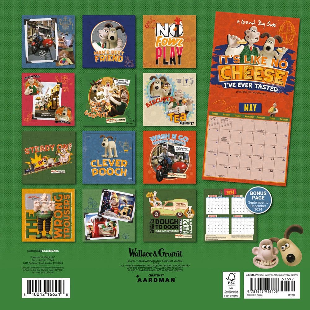 Wallace and Gromit 2025 Wall Calendar