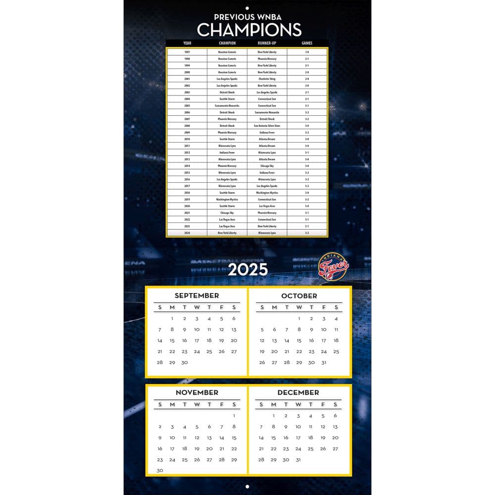 Indiana Fever 2026 Wall Calendar Second Alternate Image