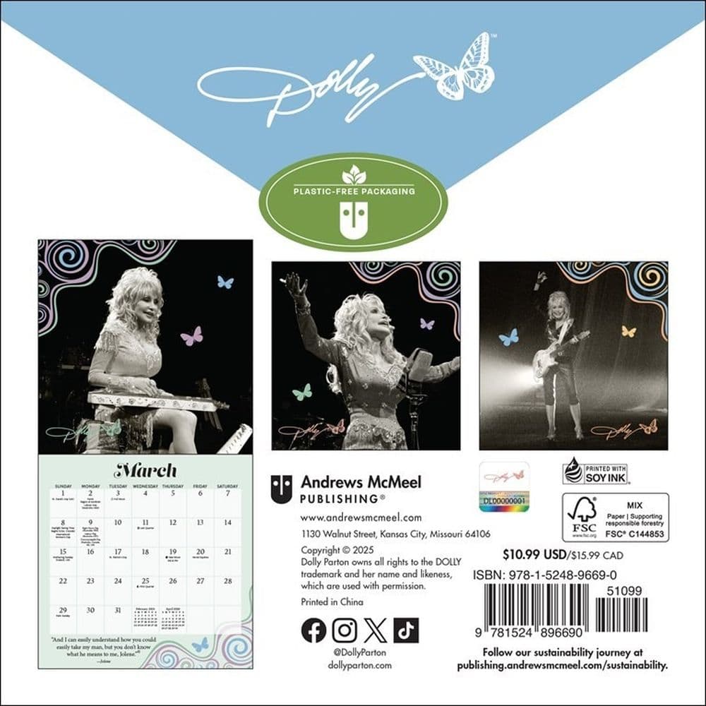Dolly Parton 2026 Mini Wall Calendar First Alternate Image