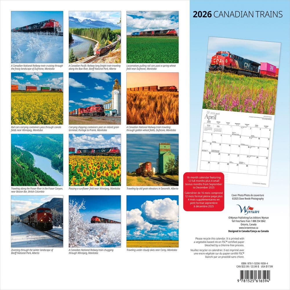 Trains Canadian 2026 Wall Calendar