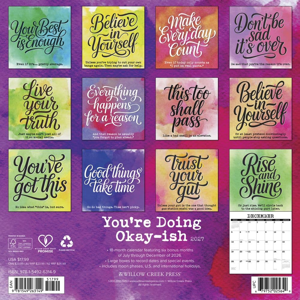 Youre Doing Okay-ish 2027 Wall Calendar First Alternate Image
