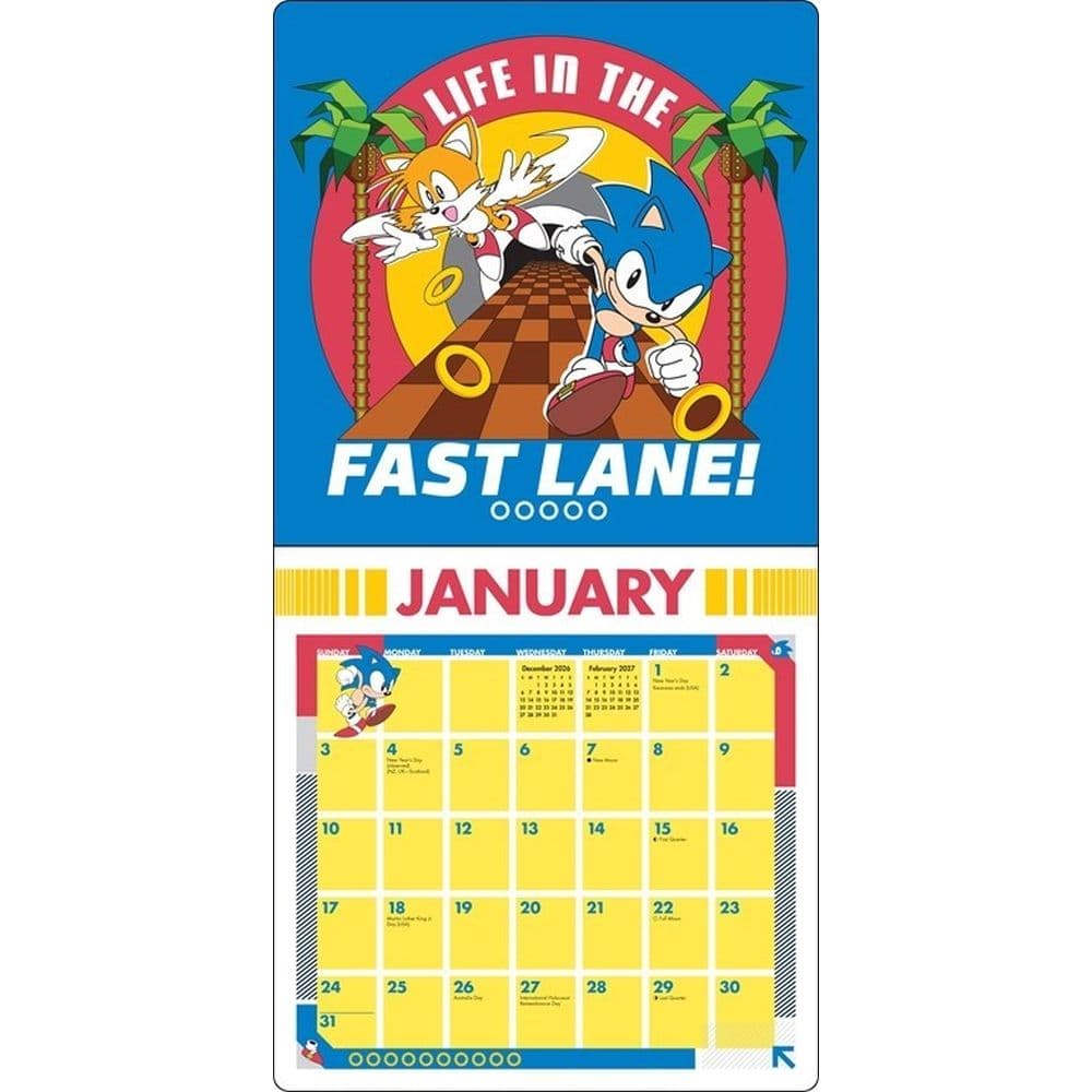 Classic Sonic the Hedgehog 2027 Wall Calendar Second Alternate Image