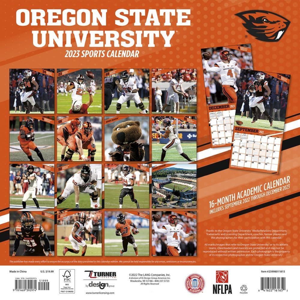 Oregon State Beavers 2023 Wall Calendar - Calendars.com