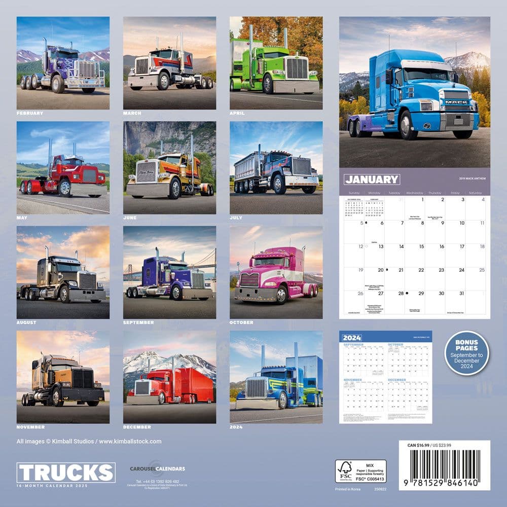 Trucks 2025 Wall Calendar First Alternate Image width="1000" height="1000"