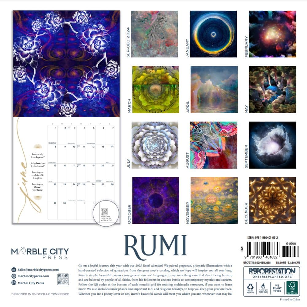 Rumi Quotes 2025 Wall Calendar First Alternate Image width="1000" height="1000"