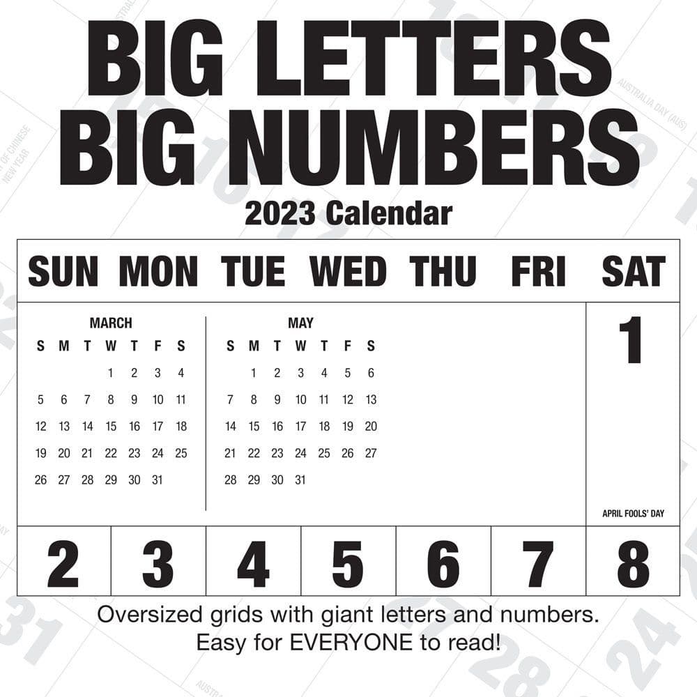Big Letters Big Numbers 2023 Wall Calendar