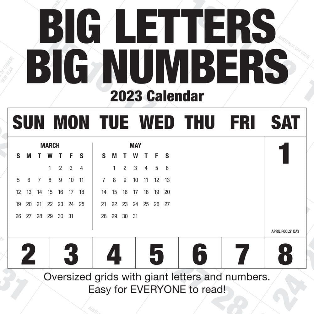 Big Letters Big Numbers 2023 Wall Calendar Calendars