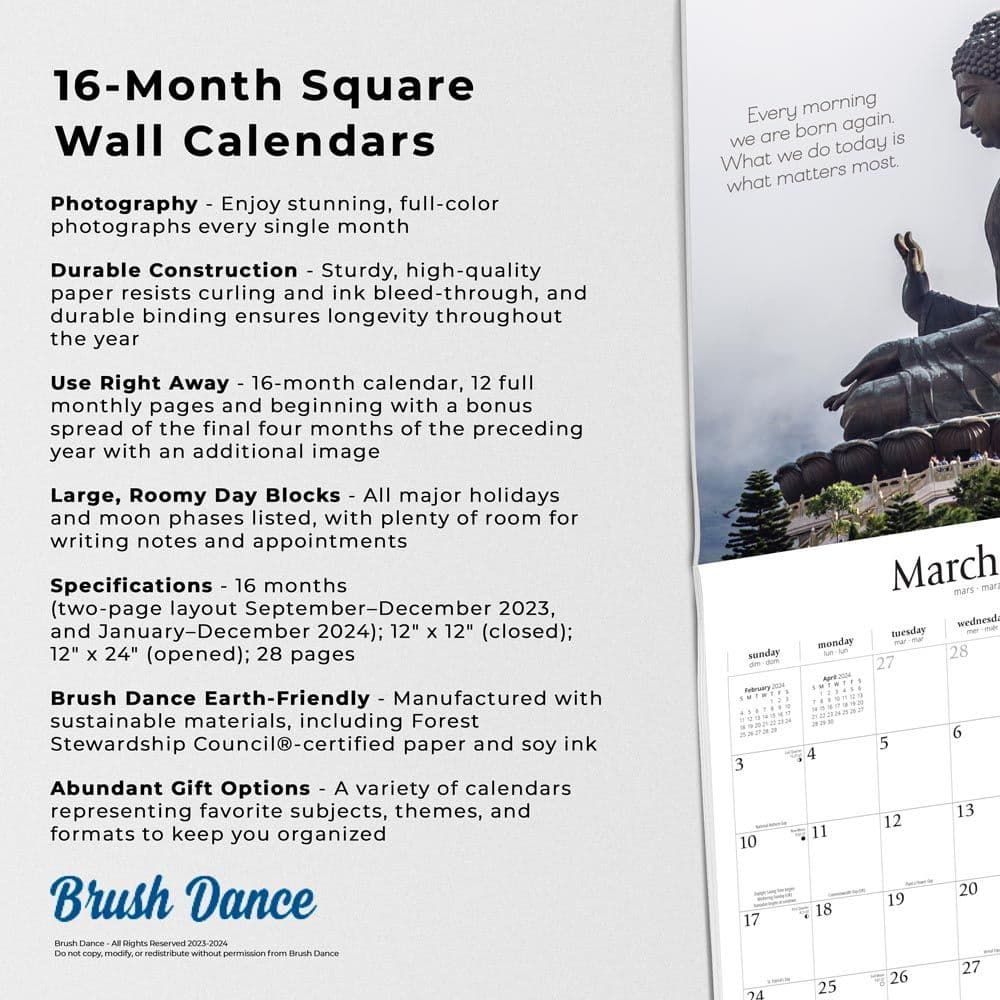 Timeless Buddha Brush Dance 2024 Wall Calendar Fourth Alternate Image width=&quot;1000&quot; height=&quot;1000&quot;