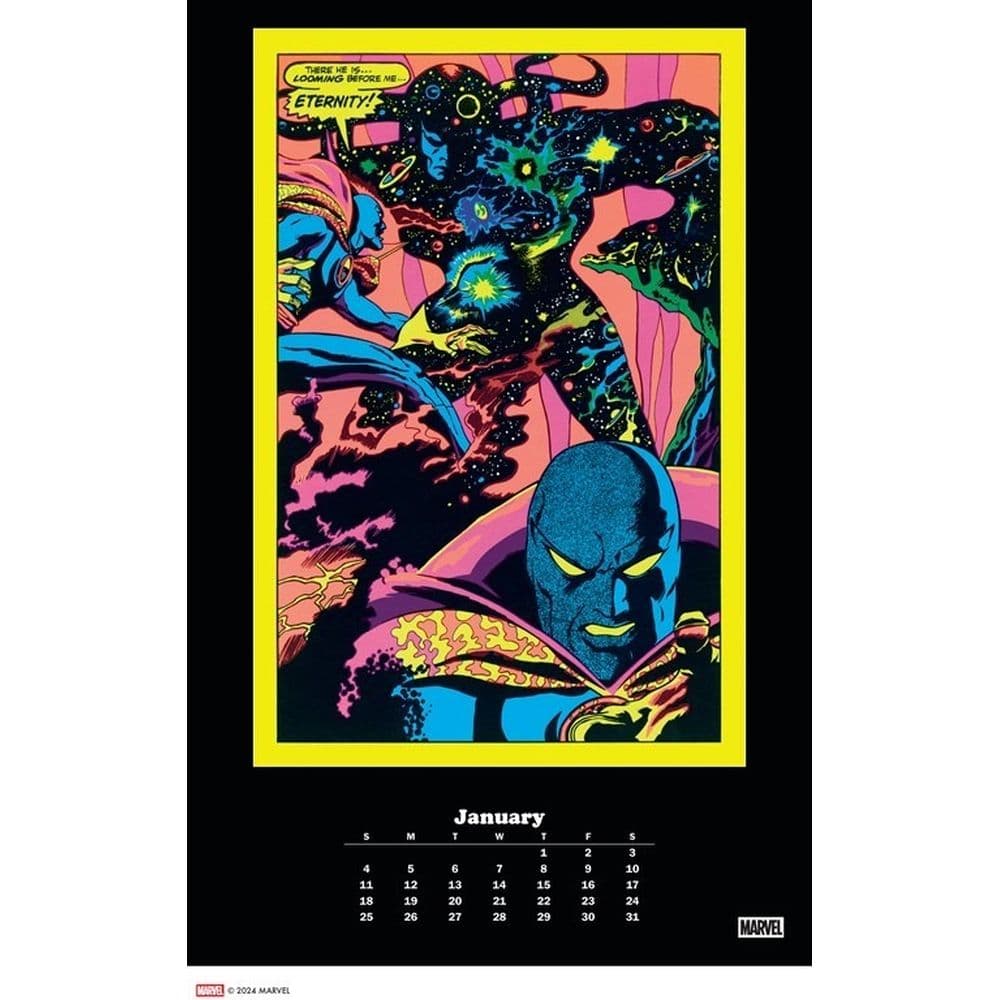 Marvel Classic Black Light Poster 2026 Wall Calendar Second Alternate Image