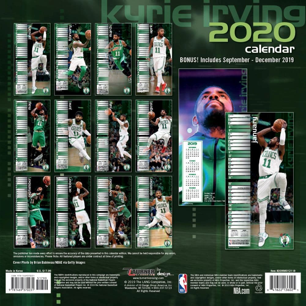 Boston Celtics Kyrie Irving Player Wall Calendar