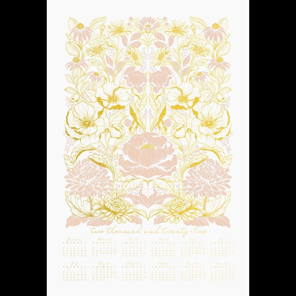 Yearly Overview Letterpress 2022 Wall Calendar