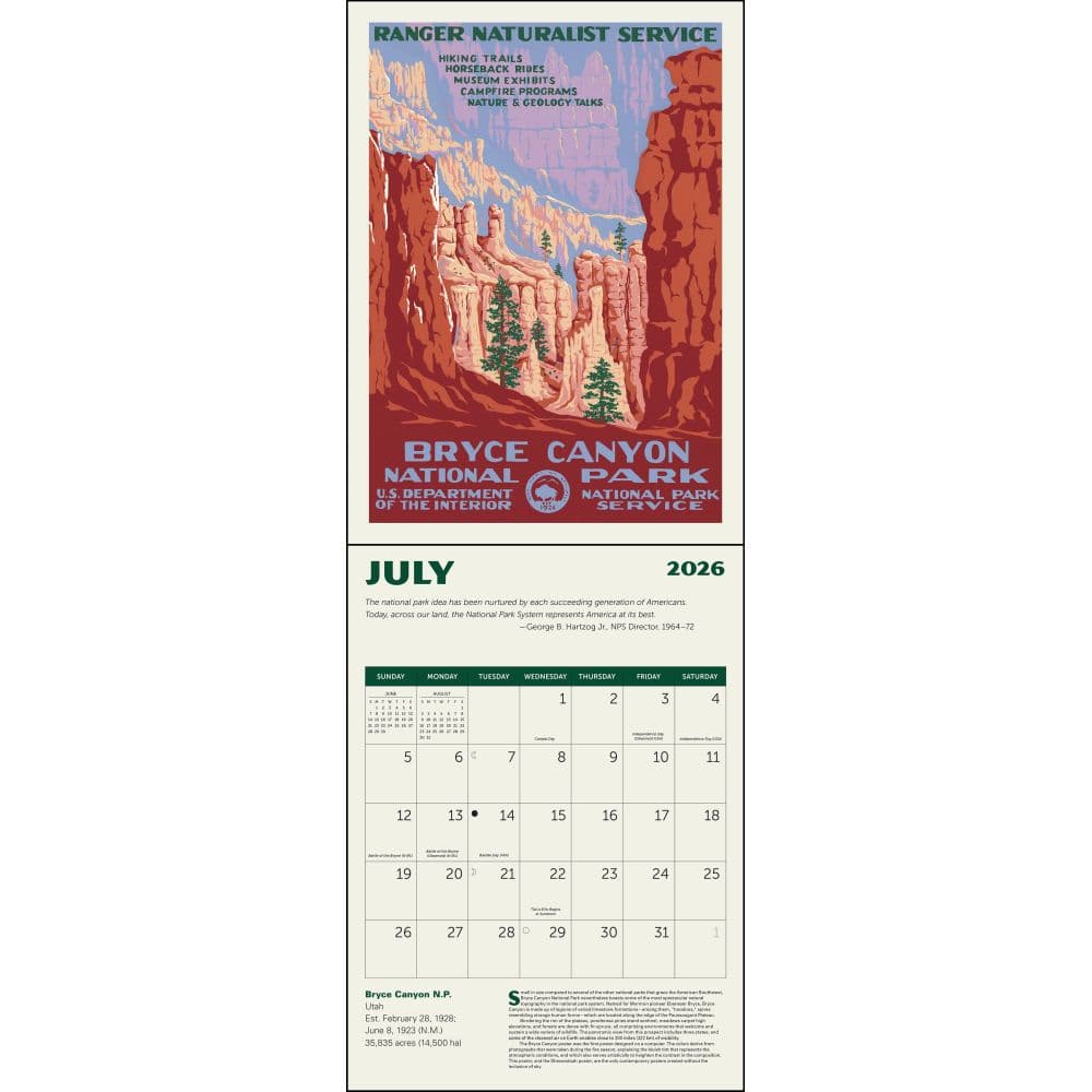 National Parks Poster Art of the WPA 2026 Wall Calendar Second Alternate Image