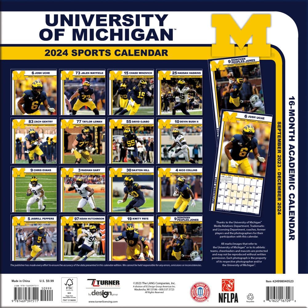 Michigan Wolverines 2024 Mini Wall Calendar