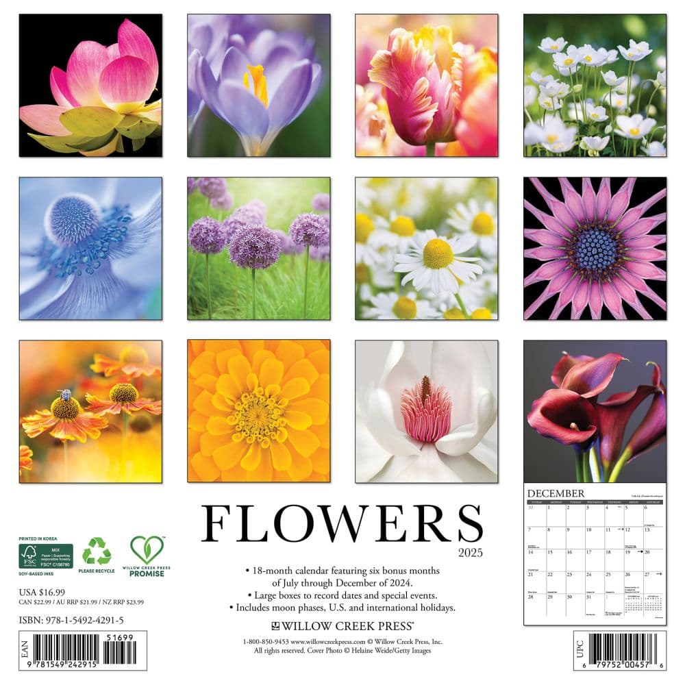 Flowers 2025 Wall Calendar