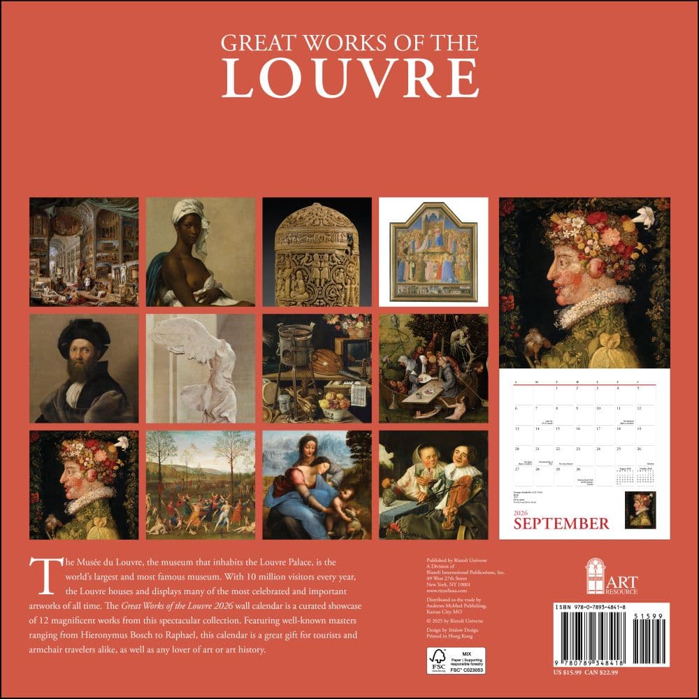 Great Works of the Louvre 2026 Wall Calendar First Alternate Image