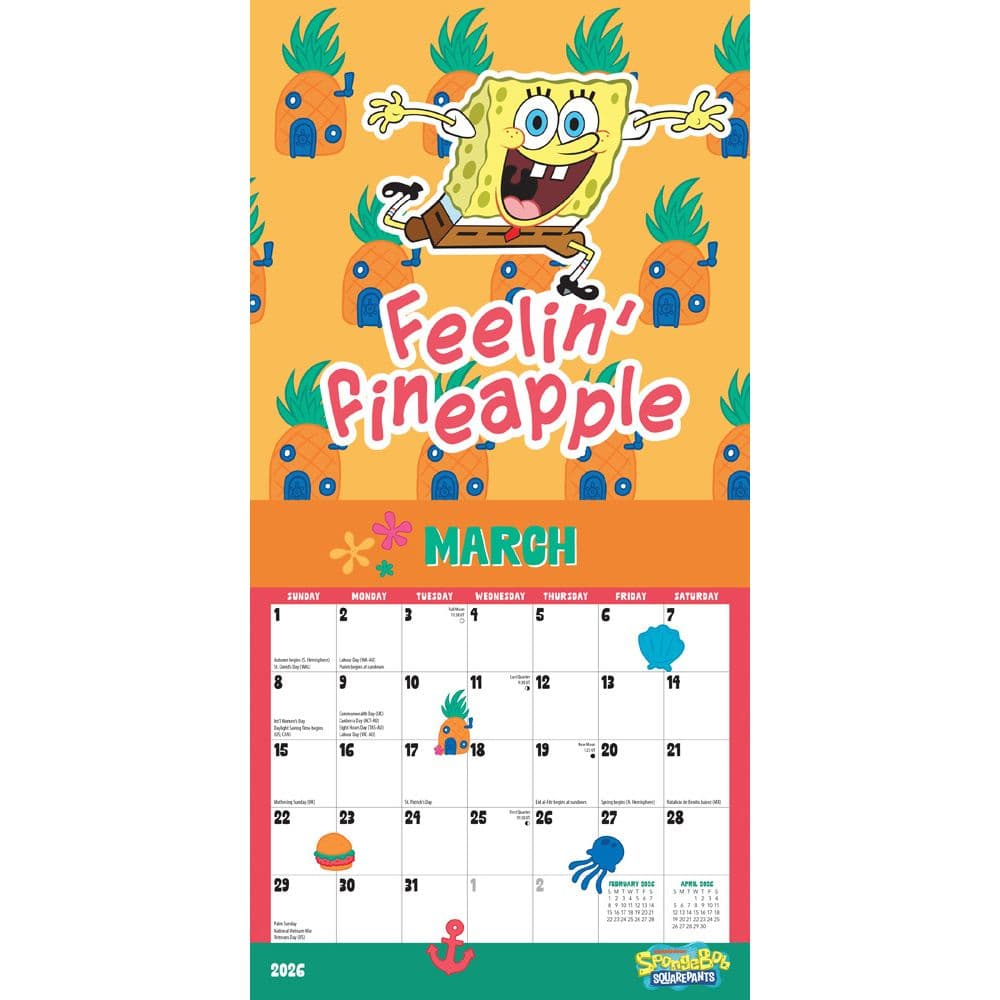 Spongebob 2026 Mini Wall Calendar Second Alternate Image