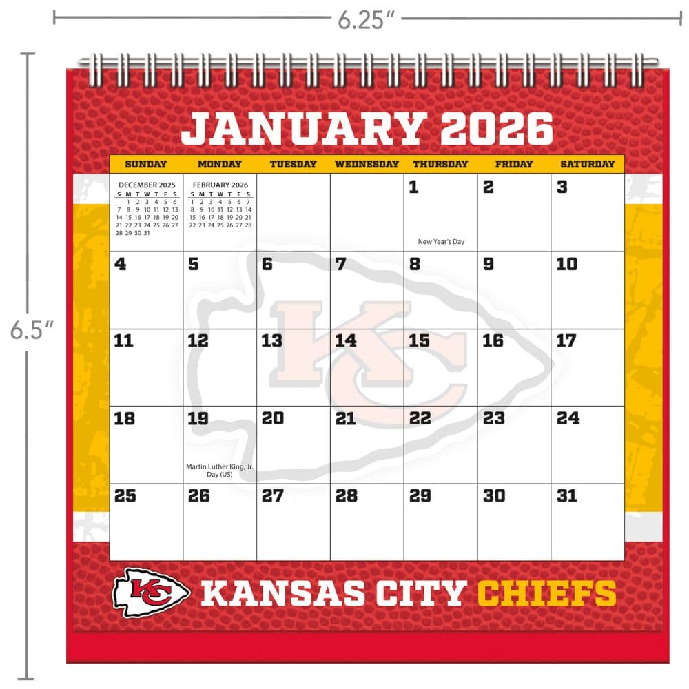 NFL Kansas City Chiefs 2026 Easel Desk Calendar Second Alternate Image